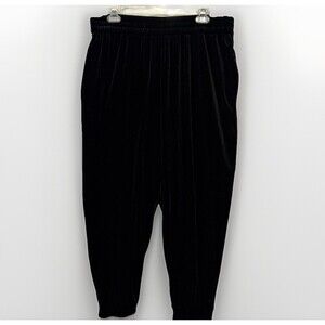 Skies Are Blue Curvy Womens Velvet Cropped Pants Sz 1X Black High Rise‎